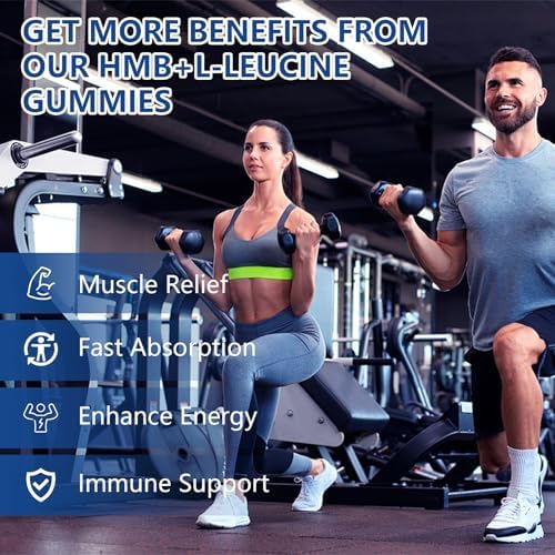 2 Packs HMB and Leucine Supplements Gummies for Men, Women - 4500MG, HMB ＆ Leucine for Muscle Recovery & Growth Support, Non-GMO, Gluten-Free, Adults & Elder, Apple Flavor, 120 Counts - Image 5