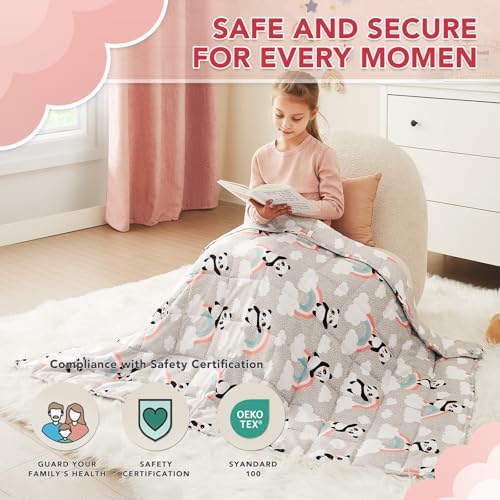 CuteKing Weighted Blanket (5lbs,36"x 48", HappyPanda) Heavy Blanket for 40-60lbs, Weighted Blanket for Cooling & Heating with Premium Glass Beads, Soft Thick Blanket All-Season - Image 2