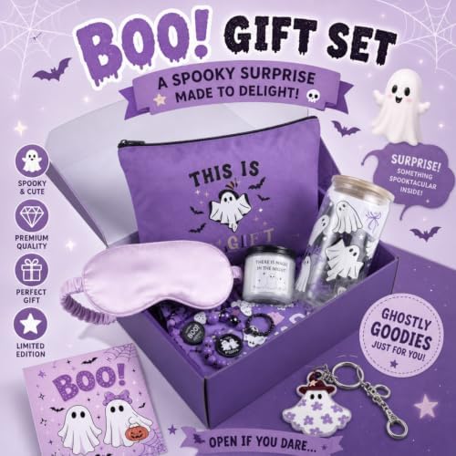 9 Pcs Boo Basket Stuffers for Women Purple Halloween Spooky Gift Box - Image 6