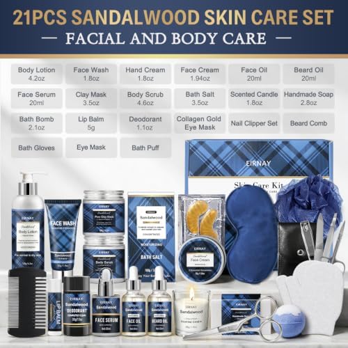 Gift for Men, Spa Gifts for Men Dad, 21Pcs Sandalwood Bath & Body Gift Set - Image 2