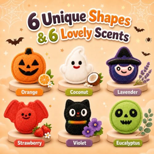 Halloween Bath Bombs for Kids, 6 Spooky Shapes, Trick or Treat Gift Set - Image 2