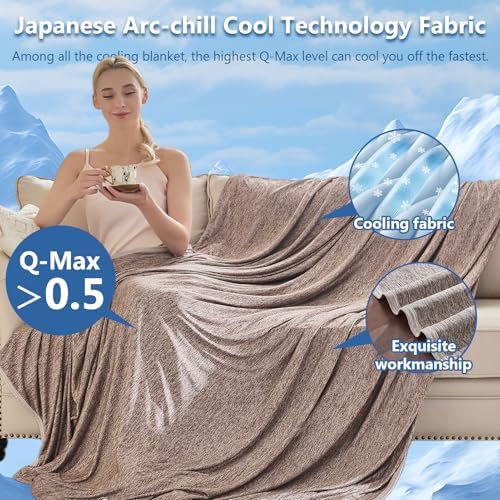 CHOSHOME Cooling Blanket for Hot Sleepers - Summer Blanket Thin Soft Lightweight Breathable Double Side Enhanced Cooling for Hot Flashes, Night Sweats, Bed, Couch (Brown, 50 x 70 inches) - Image 4