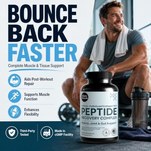 Peptide Recovery Complex – Advanced 157 Recovery Blend with Hydrolyzed Collagen Peptides & Amino Acids | Muscle, Joint & Tissue Support for Men & Women | Post-Workout Flexibility | 90 Capsules - Image 2