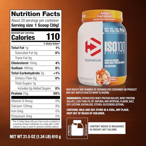 Dymatize ISO100 Protein Powder, 100% Whey Isolate, Salted Caramel - Image 2