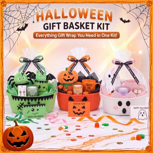 Colingmill 3 Pcs Halloween Boo Gift Basket, Green,Orange,Pink, Ghost - Image 4