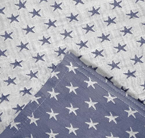 Sterling Creek Dawson Star Muslin Blanket King Three Layers Lightweight Breathable Cotton Gauzy Blanket for Adults, All Season (King, Blue) - Image 5
