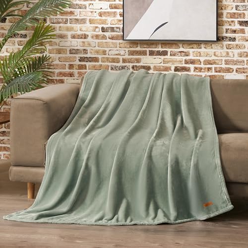Lucky Brand Solid Plush 50"x70" Throw Blanket, Desert Sage Green - Soft, Cozy, and Timeless Comfort by LuckyBrand