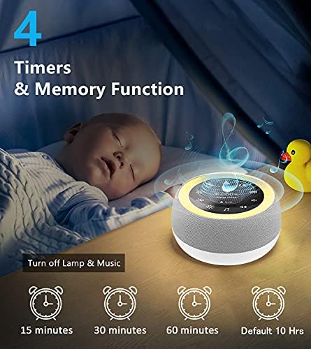[2 in 1] White Noise Machine, Sleep Sound Machine with 7 Colors Night Light, 32 Soothing Sounds, Built-in Battery & Headphone Jack, Portable Sound Machine for Sleeping Baby, Adult and Sound Therapy - Image 4