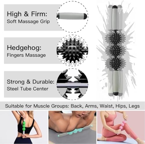 Cellulite Massager, Fascia Blaster for Cellulite, Muscle Roller Stick Lymphatic Drainage Massager for Relif Body Sorness, Trigger Points, Sports Legs, Back Recovery, Black - Image 3