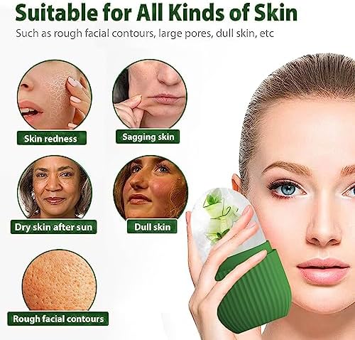 XHJRI Ice Roller Massager for Face, Eyes and Neck - Naturally Condition Skin, De-Puff Eye Bags, Reduce Migraine Pain - Reusable Silicone Ice Mold (Green) - Image 4