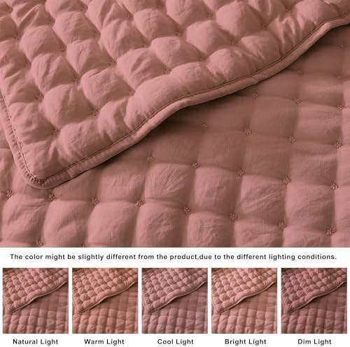WDCOZY Twin Quit Size Bedding Sets with Pillow Sham, Lightweight Soft Bedspread Coverlet, Quilted Blanket Thin Comforter Bed Cover for All Season, 2 Pieces, 68x90 inches, Rose Red - Image 2