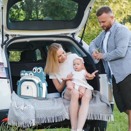 MoreFeel Collapsible Baby Bathtub for Newborn with Thermometer & 1 Hooded Towel & 1 Soft Floating Cushion,Portable Travel Bathtub with Drain Hole, Durable Foldable Baby Tubs for Infants to Toddler - Image 4