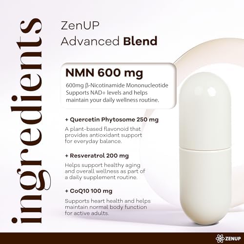 NMN Supplement, 1200mg Blend with 600mg NMN, 250mg Quercetin, 200mg Resveratrol, CoQ10 & Astaxanthin, Daily Supplement Formula, 60 Veggie Capsules, 30 Servings - Image 4