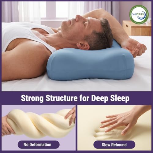 ZZ-WELL Side Sleeper Pillow - Patented Cervical Neck Pillow for Sleeping with Cooling Cover - High Loft Heavy Density Memory Foam Pillows for Side Sleepers & Broad Shoulders Adults (Blue) - Image 3