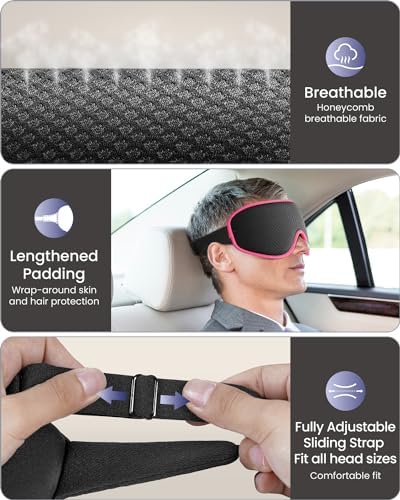 WAOAW Sleep Mask for Men Women: Blackout Eye Masks for Sleep - 3D Breathable Soft Comfortable Eye Mask for Travel - Adjustable Light Blocking Night Masks for Sleeping - Image 4