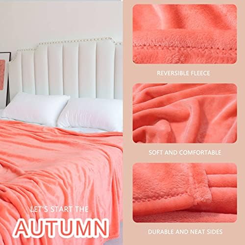 NANPIPER Fleece Blankets, Super Soft Flannel King Size Blanket for Bed, Luxury Cozy Microfiber Plush Fuzzy Blanket,Living Coral - Image 3