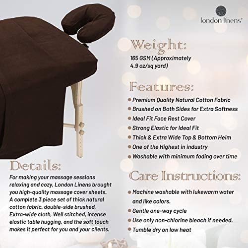 London Linens Extra Thick 3 Piece Set Massage Table Sheets Set - 100% Natural Cotton Flannel - Includes Massage Table Cover, Massage Fitted Sheet, and Massage Face Rest Cover (Mocha) - Image 5