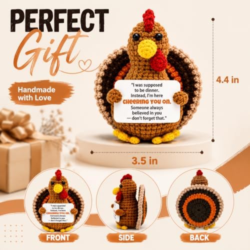 Thanksgiving Gifts for Women Men Positive Crochet Turkey Fall Table Decor - Image 4