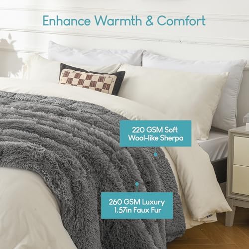Cottonblue Faux Fur Weighted Blanket 12 lbs for Queen Size Bed 60"x80" Soft - Image 3