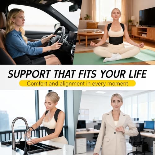 Back Brace Posture Corrector for Women & Men, Adjustable Full Back Support, Shoulder Straightener for Upper & Lower Back Pain Relief-Scoliosis, Hunchback, Waist Trainer (Small, Balck) - Image 7