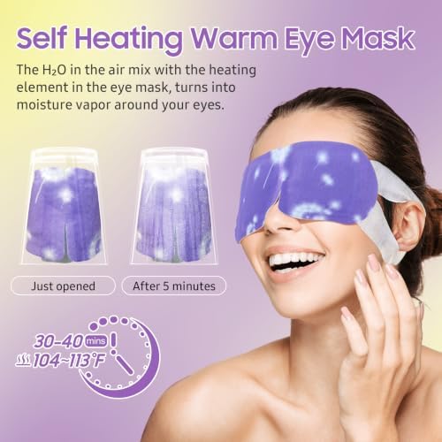 BeHoomi Steam Eye Mask, 10 Packs Heated Eye Mask, Self Heating Disposable Warm Compress for Eyes Sleep Mask, Travel Essentials & Relaxation Gifts (Chamomile+Lavender) - Image 4