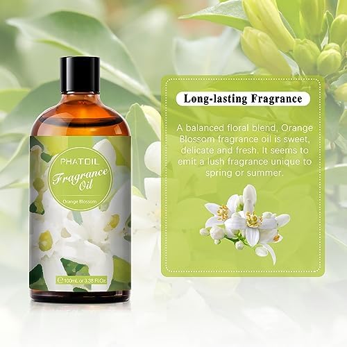 PHATOIL 3.38FL.OZ Orange Blossom Fragrance Oils for Aromatherapy, Essential Oils for Diffusers for Home, Perfect for Diffuser, DIY Candle and Soap Making, DIY Scented Products - 100ml - Image 6