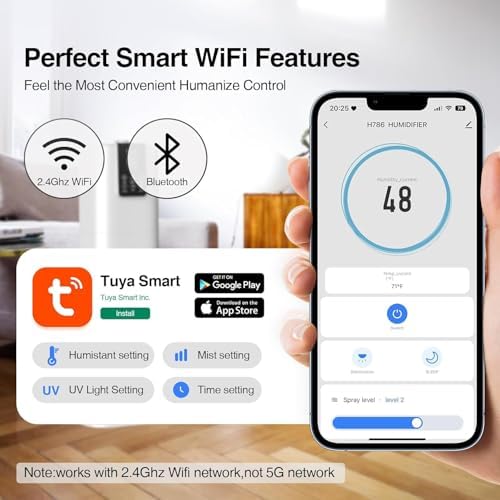 Smart Humidifiers Large Room Bedroom Home,2.11Gal(8L) Quiet Top Fill Cool Mist Humidifier,Smart App & Remote Control, 3 Speed Humidifier with 360°Nozzle,Humidity Setting for Baby Office Plant(White) - Image 4