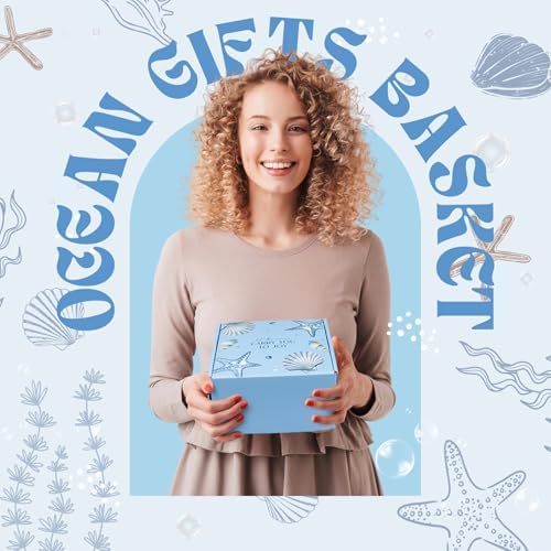 Gifts for Women, 8pcs Ocean Happy Birthday Gifts for Women, Christmas Ideas Inspirational Get Well Soon Gift Baskets Mothers Day Box w/Seashell Tote Bag for Her Mom Sister Friend Friendship - Image 2