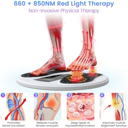 EMS Foot Massager with Infrared Therapy for Neuropathy,Foot Circulation Stimulator for Pain Relief,10 Modes & 20 Strengths for Plantar Fasciitis,Swelling,Cramps,RLS - Image 4