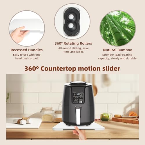 360°Rolling Tray Bamboo Kitchen Appliance Slider for Coffee Maker Pot - Image 4