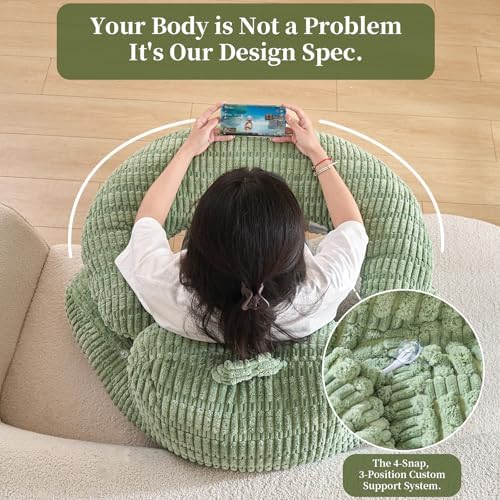 19" Reading Pillow for Bed,U Shaped Arm & Elbow Support,Green Corduroy - Image 4