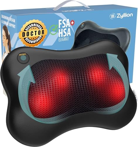 Zyllion ZMA-13 Back and Neck Massager with Heat for Pain Relief, Black by Zyllion%2C+Inc.