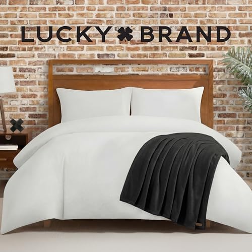 Lucky Brand Solid Plush 50"X70" Throw Blanket, Black - Soft, Cozy, and Timeless Comfort - Image 4