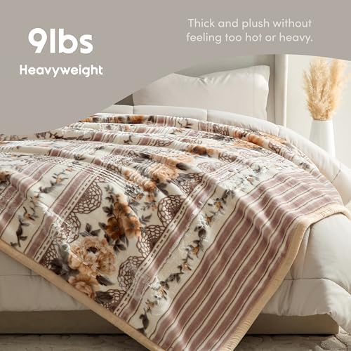 Nestl Korean Mink Blanket Queen Size - 9 Lbs Velvet Fleece Korean Blanket - 2 Ply Warm & Thick Winter Blanket - Wrinkle & Fade Resistant - 79 x 94 Inches (Beige) - Image 4