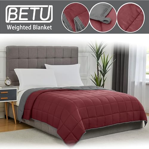 Weighted Blanket for Adults 12lbs, 48"x72", Twin Full Size Cooling Heavy Throw Blanket for 110-130lbs, Microfiber Soft Big Blankets Weighted Comforter, Red Grey - Image 4