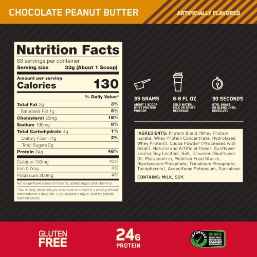 Optimum Nutrition Gold Standard Whey Protein, Chocolate Peanut Butter, 5 LB - Image 3