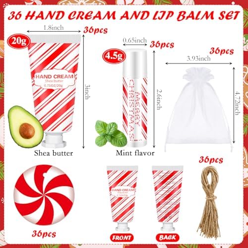 144 Pcs Christmas Candy Lip Balm Hand Cream Party Favor Gifts - Image 2