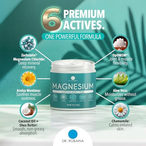 Dr. Robaina Magnesium Cream – Zechstein Magnesium Chloride with Arnica & OptiMSM for Post-Workout Muscle Comfort & Daily Wellness, 4 oz - Image 3