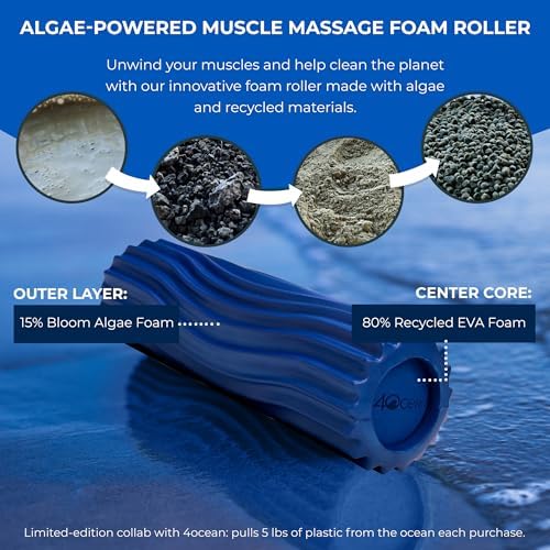 Oceanfoam x 4ocean Roller (Royal Blue) – Limited Edition Muscle Roller for Back Pain & Yoga - High Density Foam for Physical Therapy - Textured for Deep Tissue Massage - Image 6