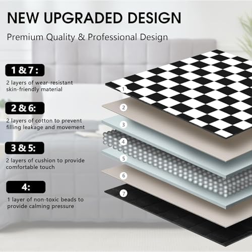 Weighted Blanket for Adults 12lbs, 60"x80", Queen Size Cooling Heavy Throw Blanket for 110-130lbs, Microfiber Soft Big Blankets Weighted Comforter, Black Checkered - Image 5