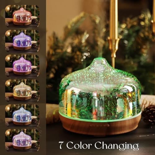 Porseme 500ml Glass Essential Oil Diffuser Aromatherapy Ultrasonic Cool Mist Humidifier 15-21 Running Hours Waterless Auto-Off Air Diffusers for Sleeping Yoga Working Spa(Silver) - Image 2