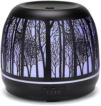 Large Essential Oil Aromatherapy Diffuser for Home Bedroom Metal Hollow Decorative Room Ultrasonic Air Scent Mist Aroma Diffuser 500ML Defusers -Black by kakoda