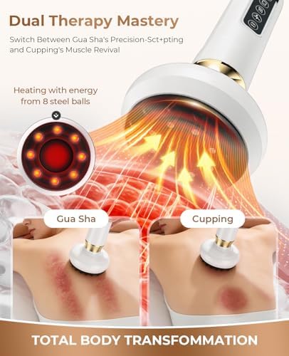 Lymphatic Drainage Massager Electric Cupping Massager with Heat Vibration and Red Light, 12 Level Suction Body Massager for Legs Arms Waist Abdomen, Rechargeable Cellulite Massage Tool for Home Use - Image 4