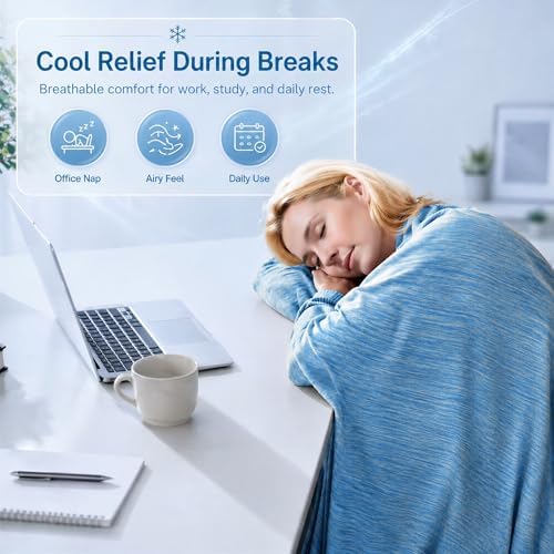 King Size Cooling Blanket for Hot Sleepers - Lightweight Breathable Cool Cold Blanket - Keep Cool for Night Sweats, Soft Thin Ice Blankets for Bed Couch Sofa, (Dark Blue, 90"x108") - Image 6