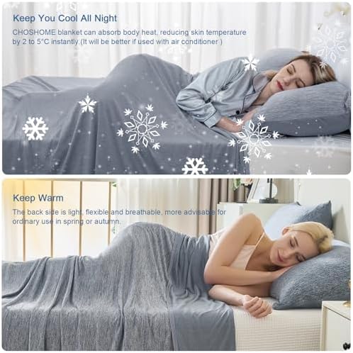 CHOSHOME Cooling Blanket for Hot Sleepers Lightweight Summer Cold Thin Blankets for Sleeping, Hot Flashes Night Sweats, Soft Blanket for Bed, Throw Size, Navy Blue - Image 2