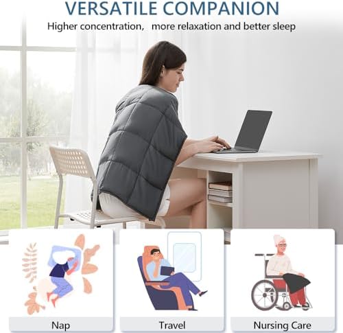 L'AGRATY Weighted Lap Blanket 7lb: Small Weighted Blankets for Adults Portable Travel - Cooling Pad Blanket for Relaxation Sleeping - Cozy Lap Washable All-Season(29" x 24") - Image 5