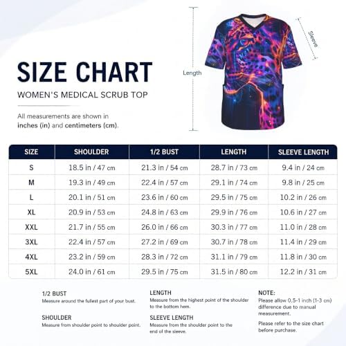 Men's Scrub Top,V-Neck Spill Wrinkle Resistant,3 Pockets-Leopard Neon (1) - Image 5