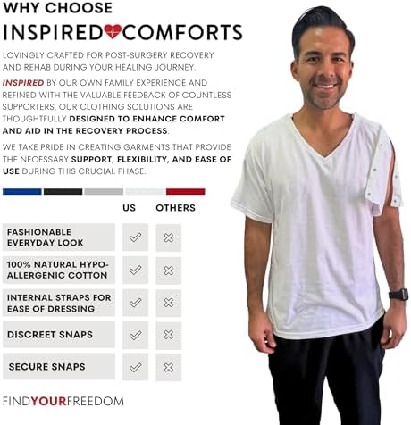 Inspired Comforts Unisex Post Surgery & Rehab V Neck Dual Access Snap Shirt - Image 5