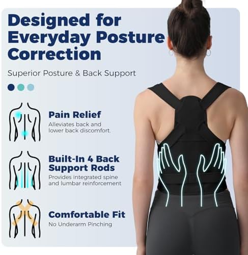 Posture Corrector for Women and Men Upgraded Back Brace, Adjustable Back Support for Upper and Lower Back Pain Relief, Shoulder Straightener for Hunchback, Thoracic, Scoliosis, Lumbar, Spine (Black, L) - Image 2