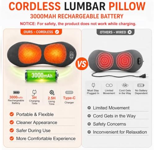 Upgraded 3-in-1 Triple Fusion Back Massager with Remote Control Cordless - Image 5